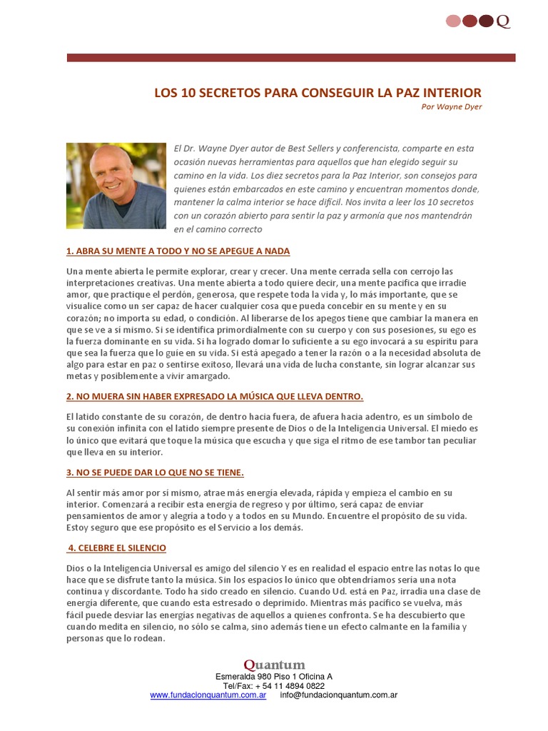 10 Secretos para la Paz Interior | PDF | Amor | Mente