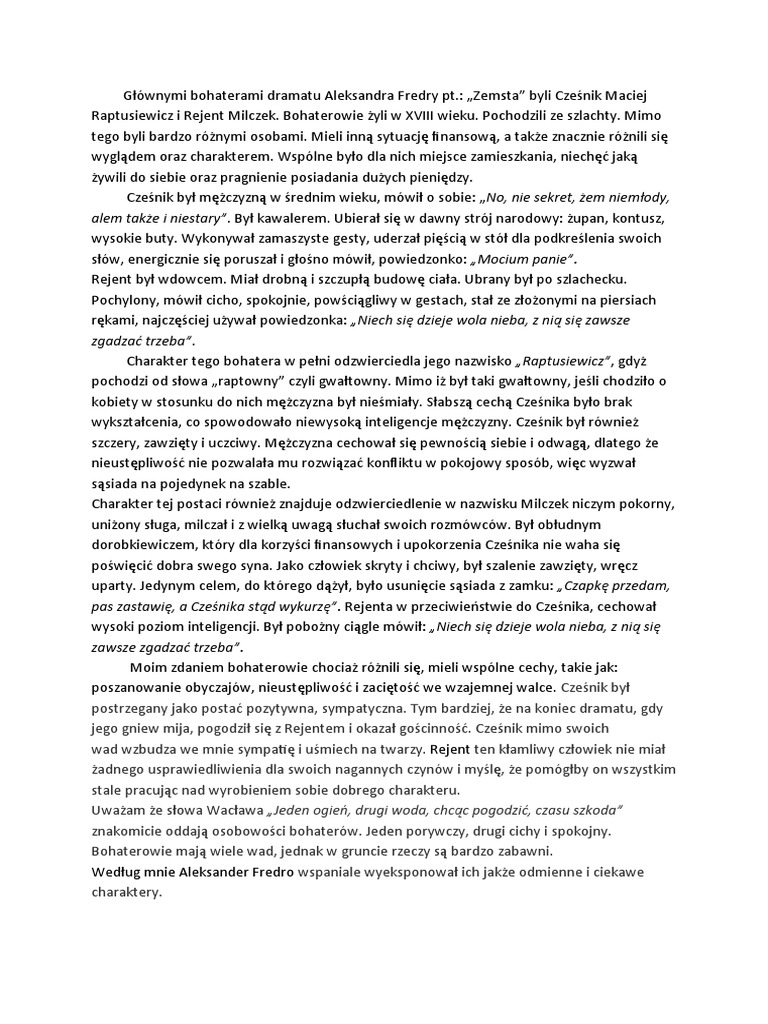 Izabela łęcka Charakterystyka Z Cytatami Charakterystyka porównawcza Cześnika i Rejenta. | PDF