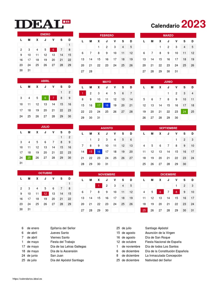 Calendario Laboral Portrait Santiago de Compostela 2023 PDF PDF