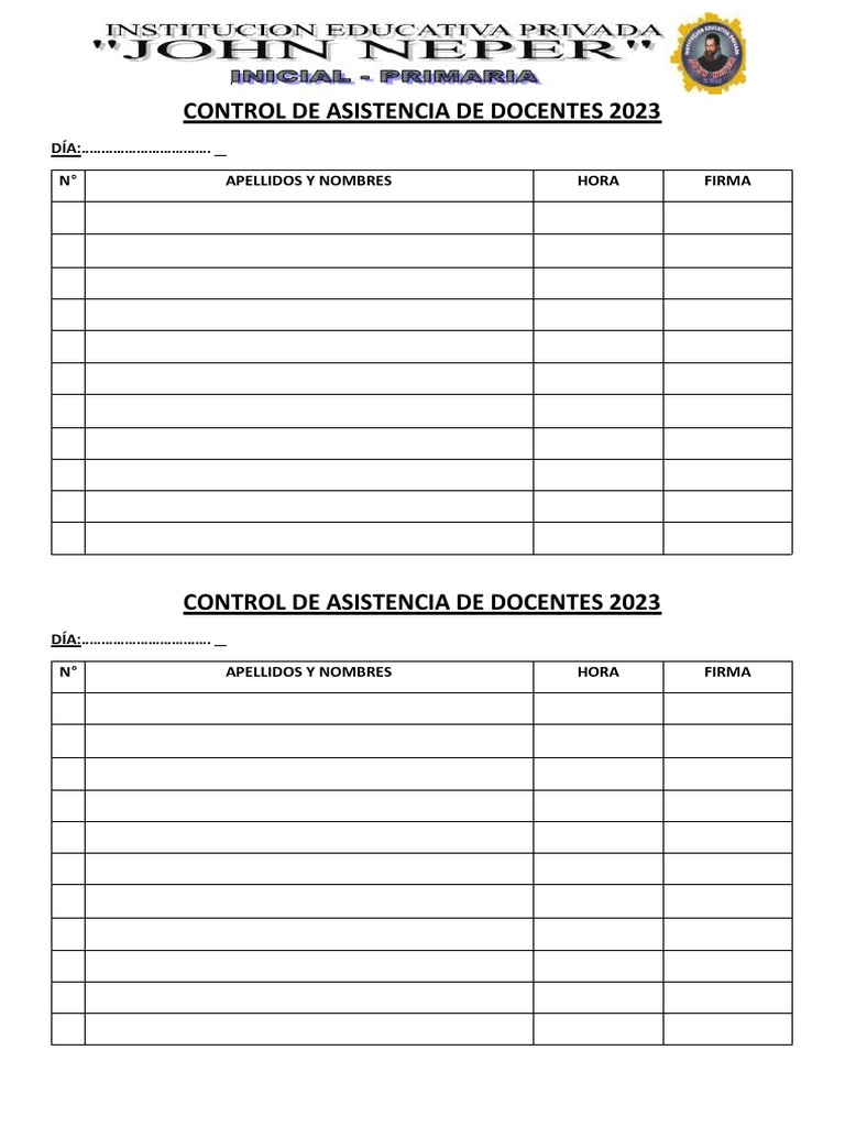 Control de Asistencia Docente 2023 | PDF