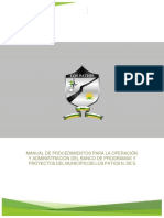 Manual de Procedimientos para La Operación y Administración Del Banco de Programas y Proyectos Del Municipio de Los Patios PDF