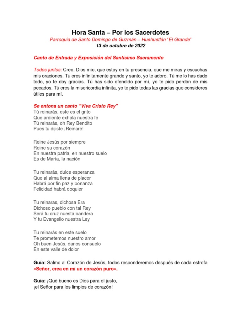 Hora Santa por Sacerdotes en Huehuetlán | PDF | Sacerdote | Cristo (título)