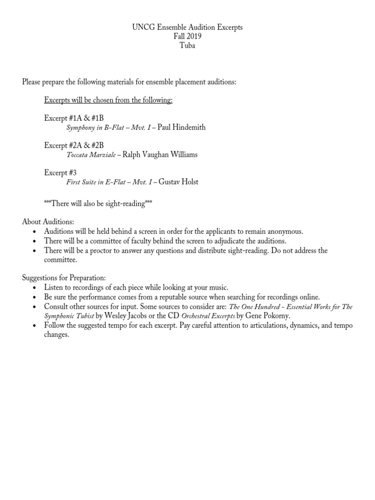 Tuba Audition PDF