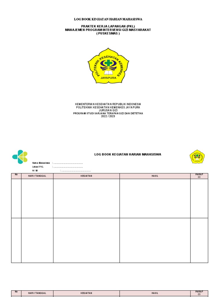 LOG BOOK PKL. Puskesmas PDF