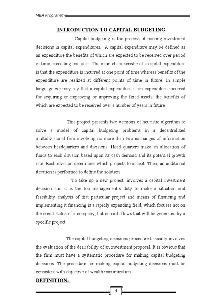 Objectives of Capital Budgeting Explained | PDF | Net Present Value ...