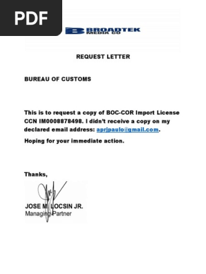 REQUEST LETTER