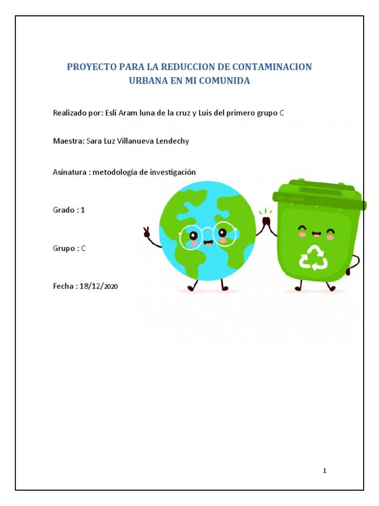 Proyecto de Reducción de Basura Urbana | PDF | Residuos | Contaminación