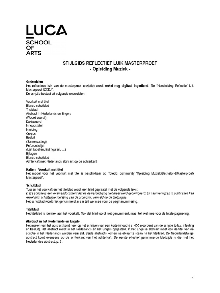 Stijlgids Reflectief Luik Masterproef | PDF