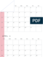 Pink  Minimalist Monthly Printable 2023 Wall Calendar