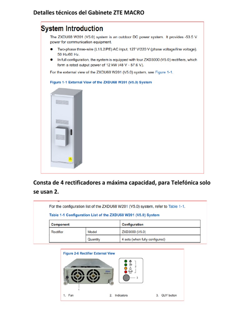Especificaciones del Gabinete ZTE | PDF | Ingeniería Informática