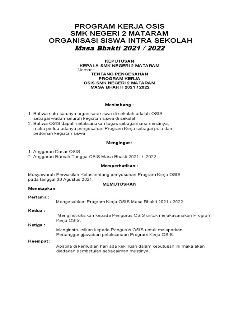 Contoh Program Kerja | PDF
