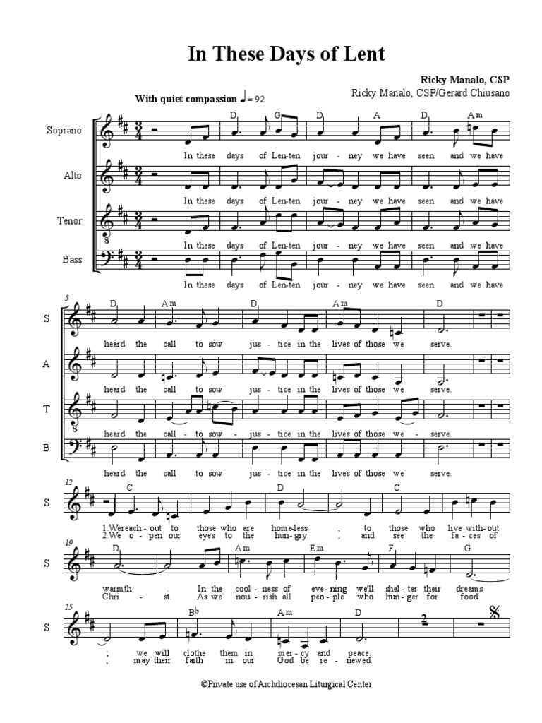 In These Days of Lenten Journey PDF PDF Singing Choral Music