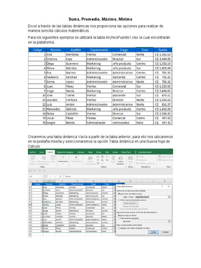 Promedio, Máximo y Mínimo en Excel | PDF | Microsoft Excel | Informática