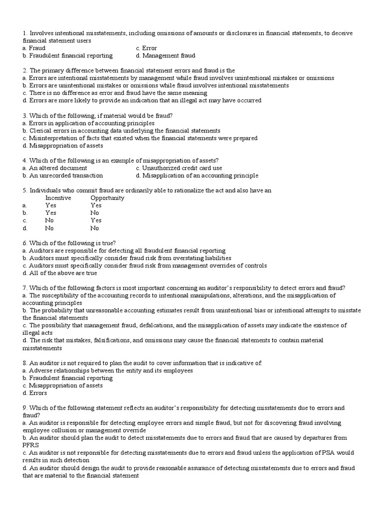 Semi Finals Exam On Audit Theory Pdf Internal Control Financial Audit