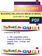 Grade 9 Quiz Bee 2017: Bagong Silangan High School
