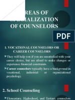 Areas of Specialization of Counselors