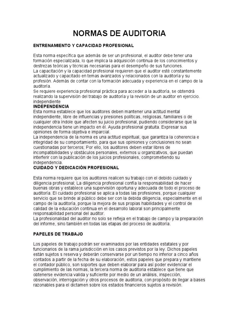 Normas de Auditoria | PDF | Auditoría | Contralor