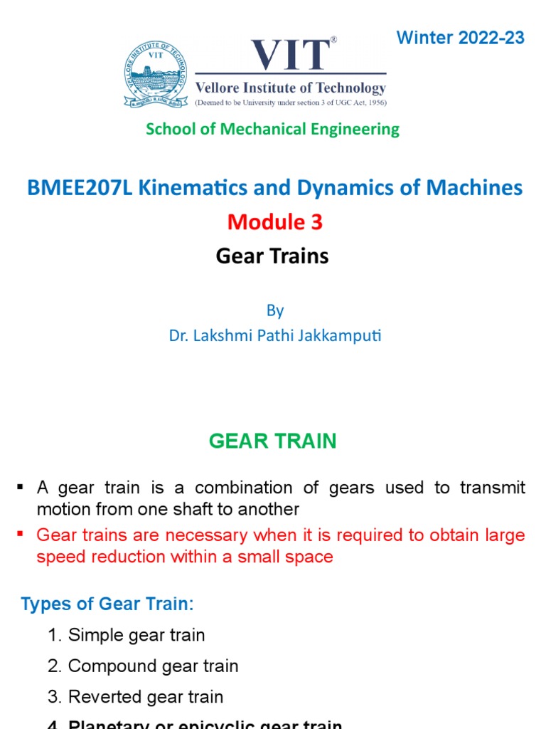 Gear Train Analysis and Design PDF Gear Mechanics