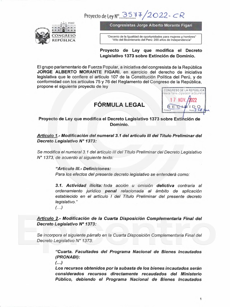 Congreso avanza en proyecto para quitarle dientes a la extinción de dominio de bienes de origen ilícito