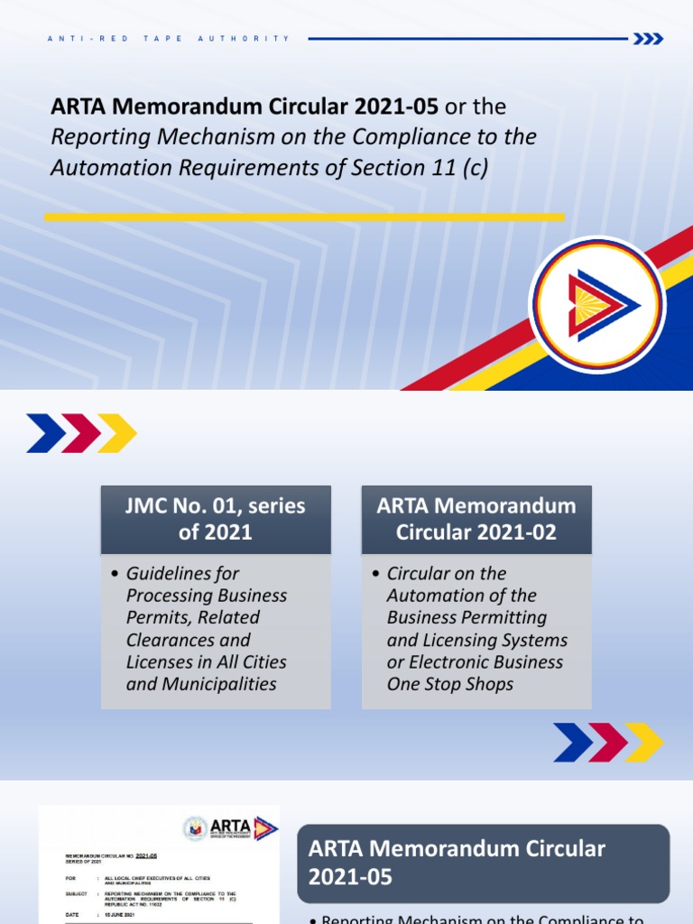 Arta memorandum circular 2021 05 or the pdf computing
