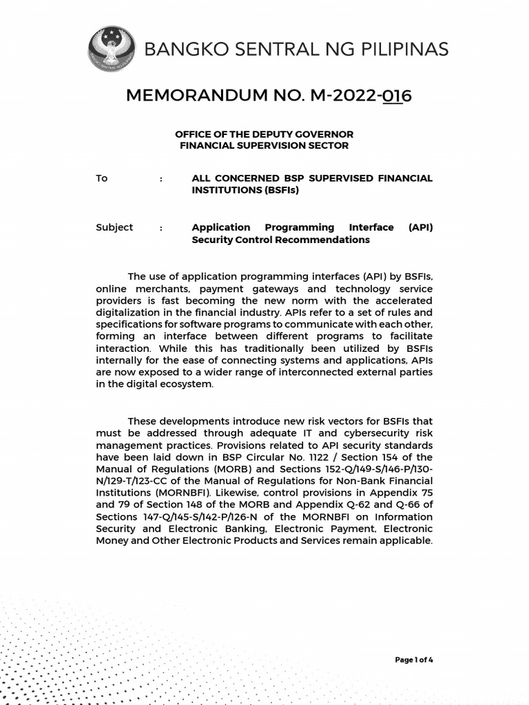 M 2022 016 api security control recommendations pdf pdf security