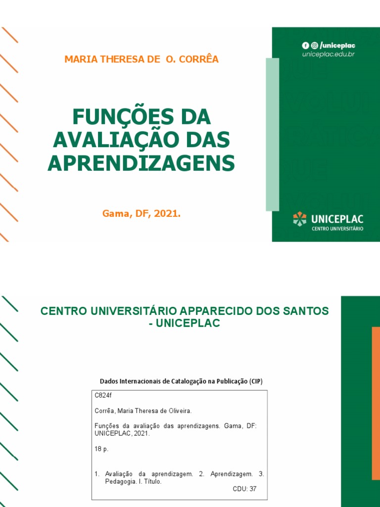 Funções da Avaliação da Aprendizagem | PDF | Aprendizado | Pedagogia