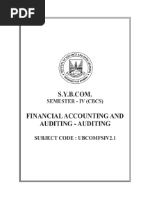 SYBCOM Semester IV Financial Accounting and Auditing - Auditing 2