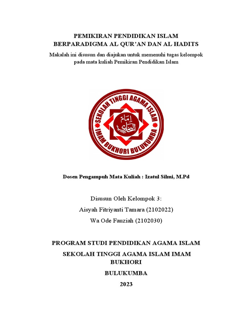 Pemikiran Pendidikan Islam Al-Qur'an dan Hadits | PDF