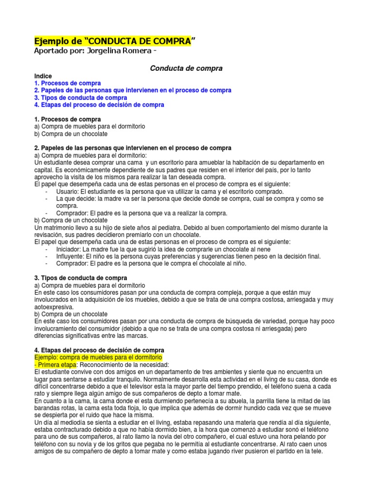 Ejemplo de Conducta de Compra y Decisión | PDF | Comportamiento