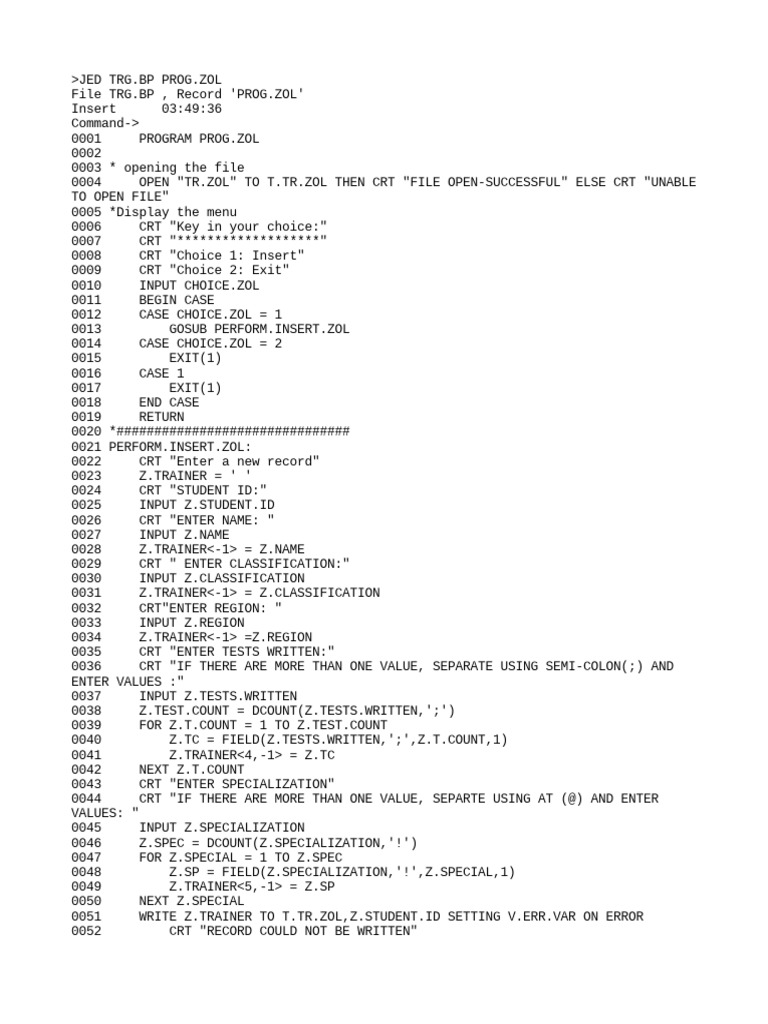 Program for Student Record Input | PDF
