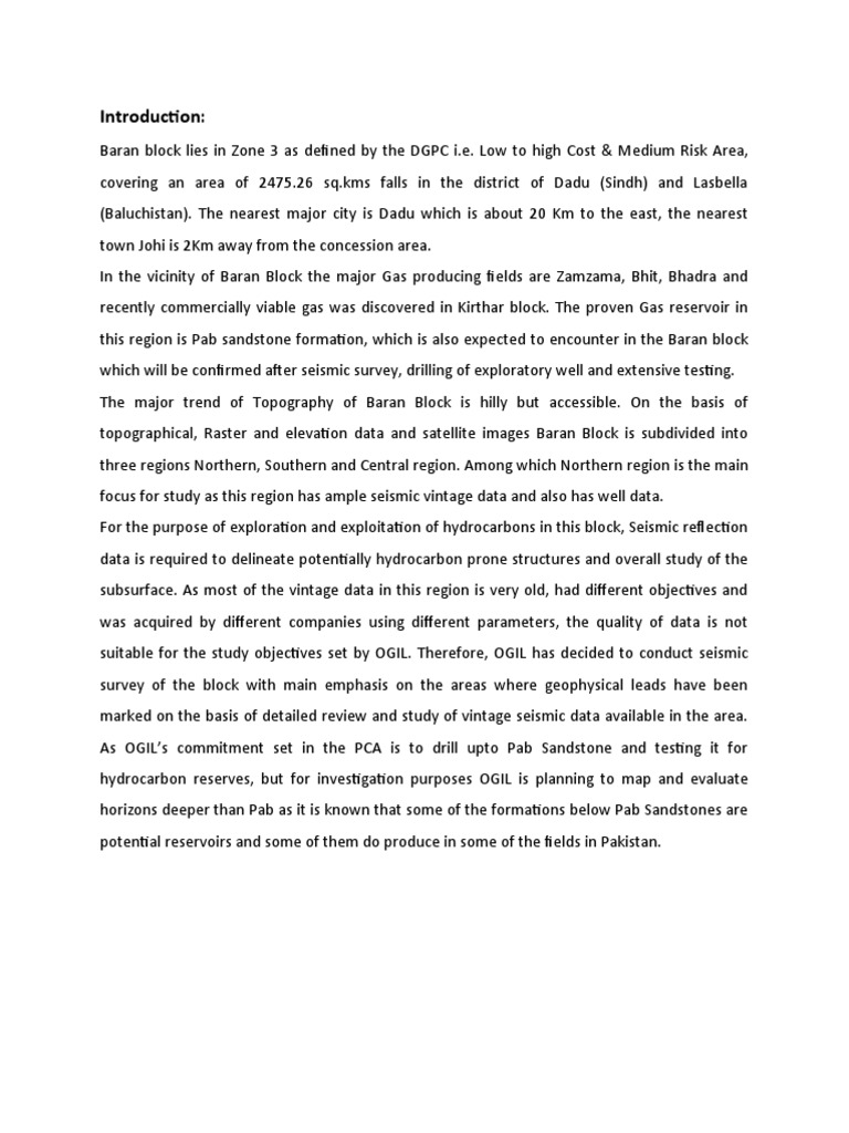 Seismic Study for Baran Block Exploration | PDF | Reflection Seismology ...