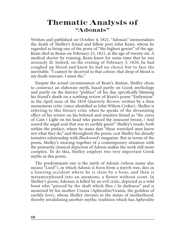 Adonais - Critical Appreciation | PDF