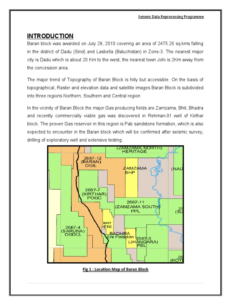 Seismic Data Reprocessing for Baran Block | PDF | Reflection Seismology ...