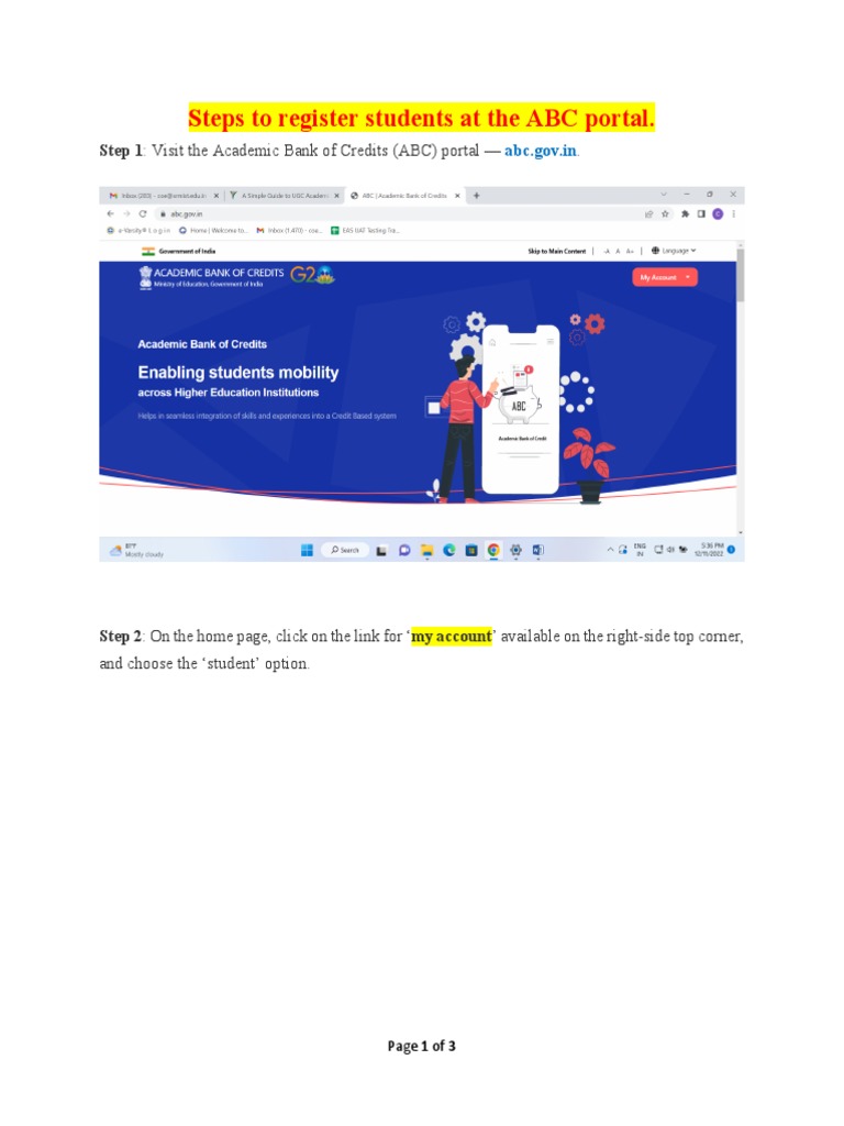 Registering Students on ABC Portal | PDF
