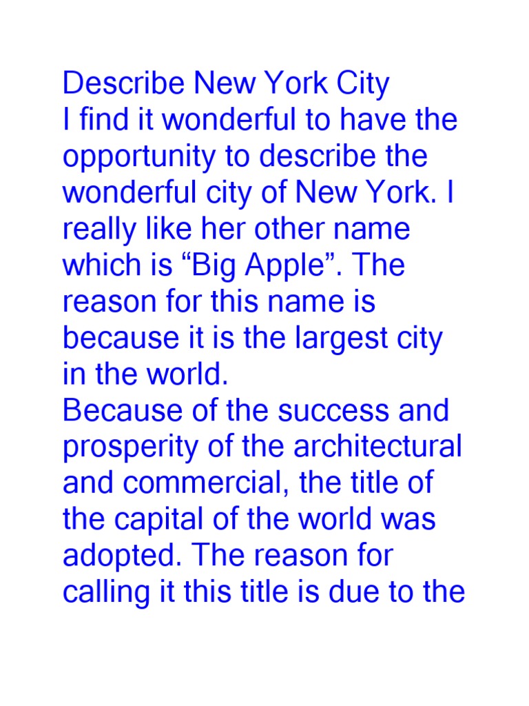 Describe New York City PDF
