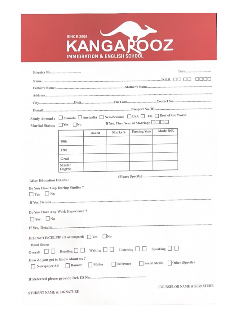 Visa Enquiry Form | PDF