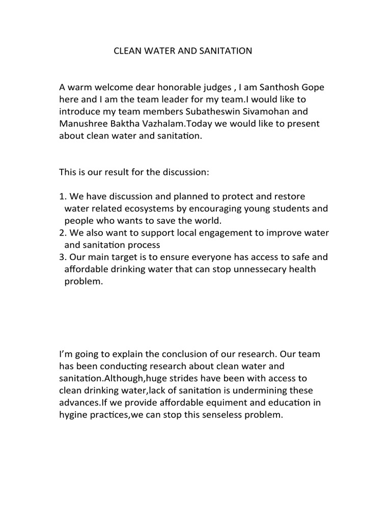 Clean Water and Sanitation Initiative | PDF