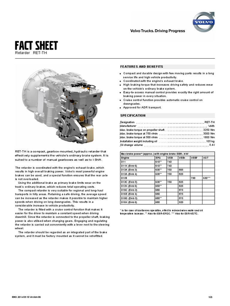 Volvo RET-TH Retarder Overview | PDF | Brake | Truck