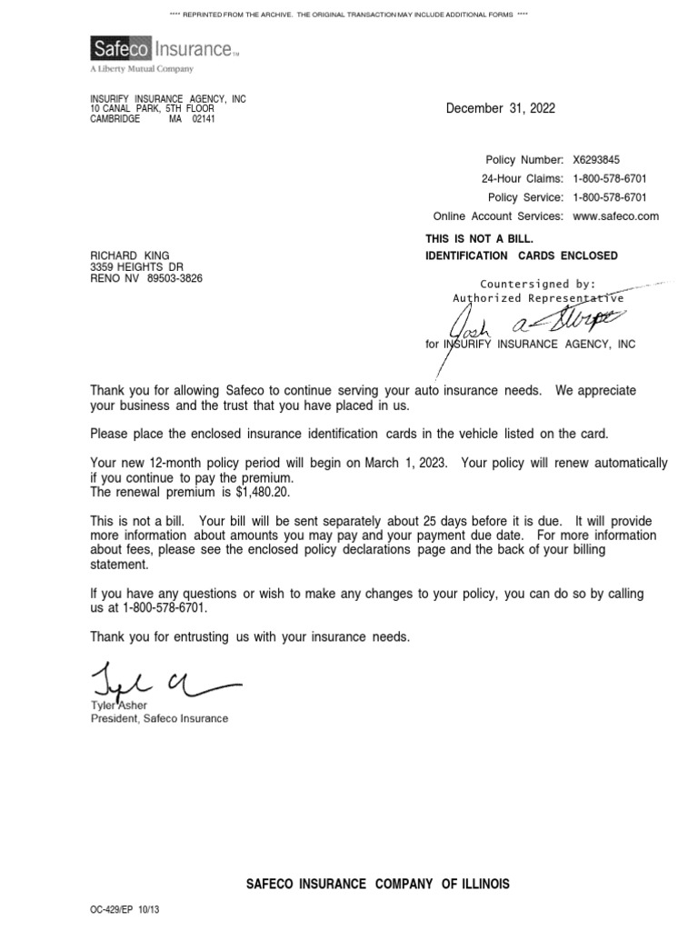 Safeco PDF Insurance Traffic Collision