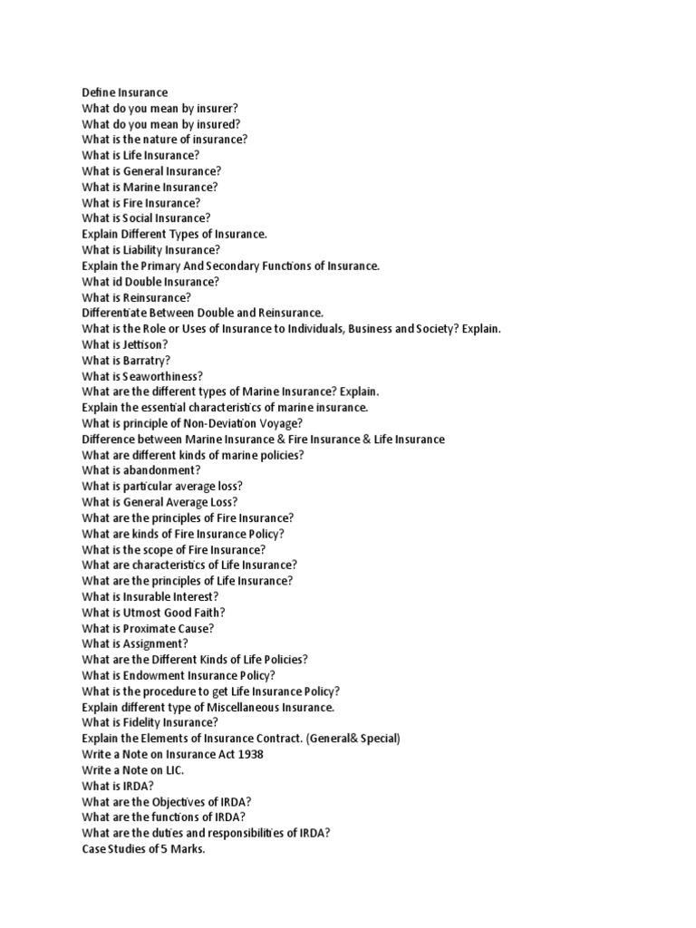 Insurance Questions | PDF