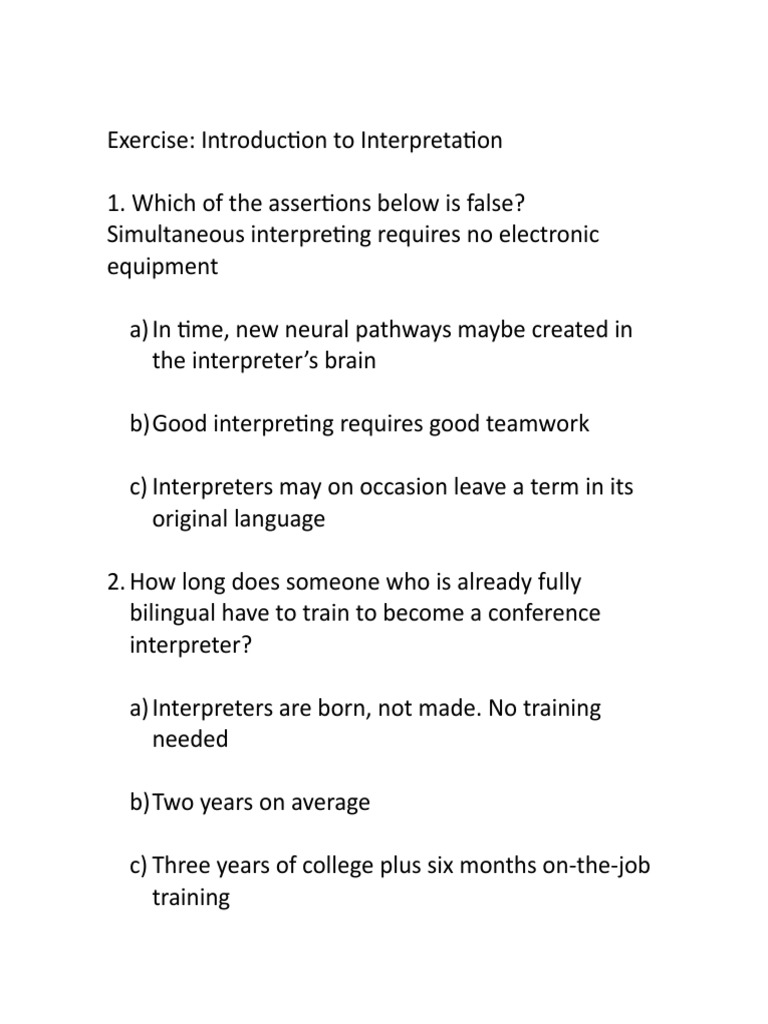 Aspiring Conference Interpreters Quiz | PDF