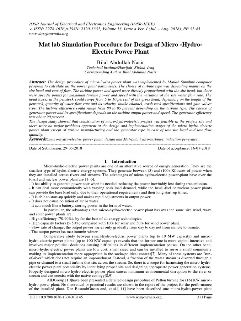 Mat lab simulation procedure for design pdf electric generator