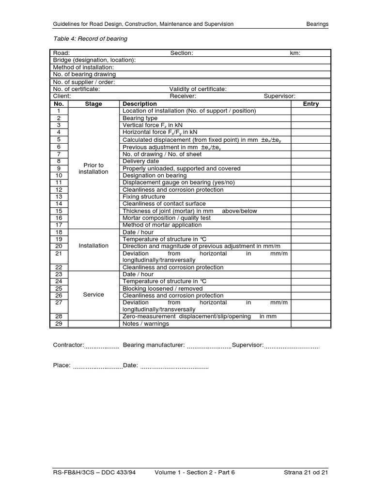 Guidelines for Properly Recording Bearing Installation and Maintenance