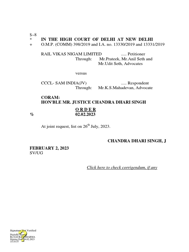 In The High Court of Delhi at New Delhi Click Here To Check