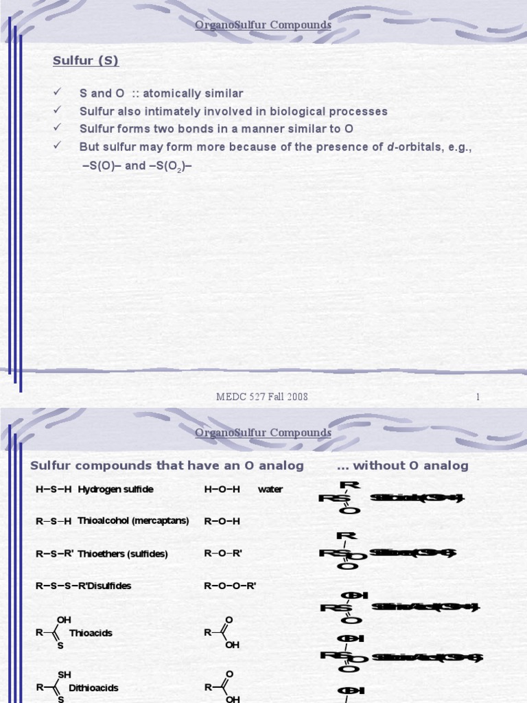 Sulfur&Phosphorus Compounds PDF Thiol Sulfur