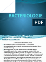 Bacteriologie Sem I - Curs 1 - ISTORIC. TAXONOMIE.