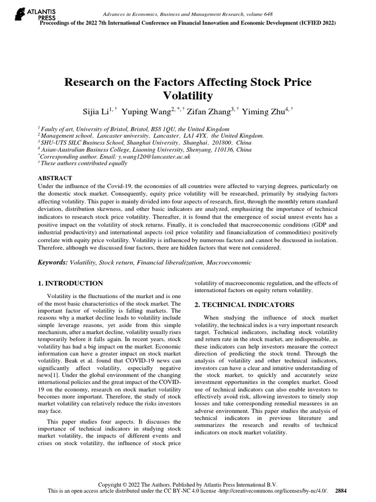 Research On The Factors Affecting Stock Price Volatility: Sijia Li ...