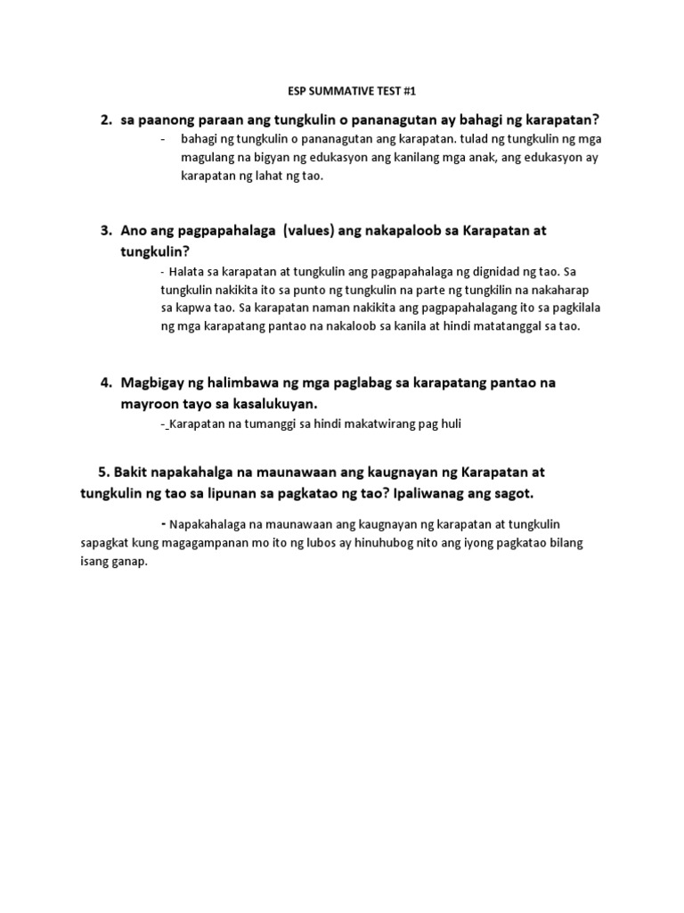 Esp Summative Test | PDF