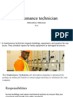 Maintenance Technician: Abilmazhinov Abilmansur 21-2