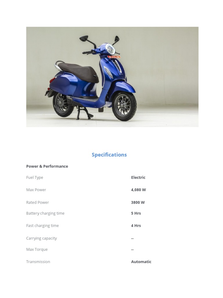 Bajaj Chetak Brochure Pdf Brake Battery Charger